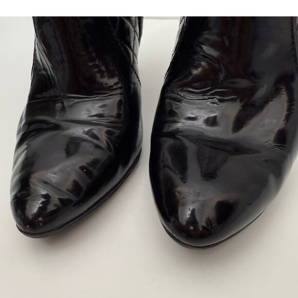 Burberry Patent Leather Quilted Heeled Booties Ankle Boots Black 38.5 / US 8.5 - Picture 7 of 15
